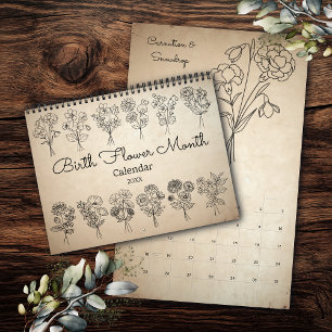 Geboortebloem Maand Boho Kraft Kalender