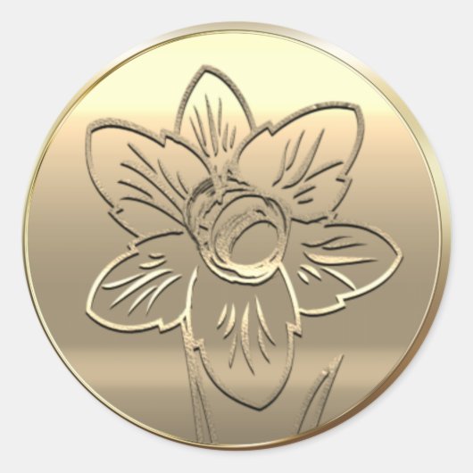 Geboortebloem Narcis Maart Ronde Sticker (Voorkant)