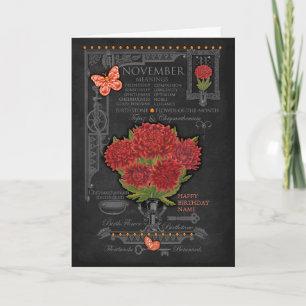 Geboortebloem November Krijt Personalized Kaart