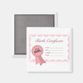 Geboortecertificaat voor meisjes magneet (Voorkant / Achterkant)