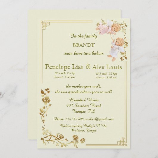 geboortecyclus baby aankondiging (Voorkant / Achterkant)