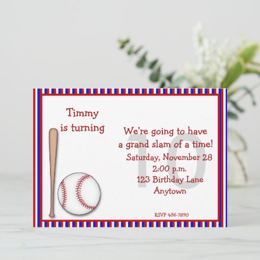 Geboortedag 10e Baseball Kaart (Staand voorkant)