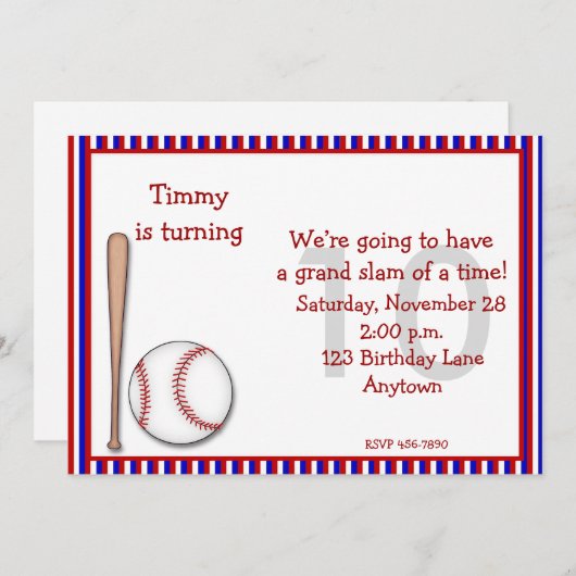 Geboortedag 10e Baseball Kaart (Voorkant / Achterkant)