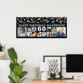 Geboortedag 12 - Foto Gold Streamers - Aangepaste Poster (Thuiskantoor)