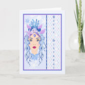 Geboortedag 13 jaar. Oude dochter in blauw Kaart (Voorkant)