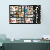 Geboortedag 33: Foto Collage Black Gold Stars Spandoek (Beurs)