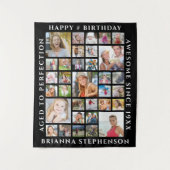 Geboortedag 33 Foto Collage Persoonlijk Uw Kleur Wandkleed (Voorkant)