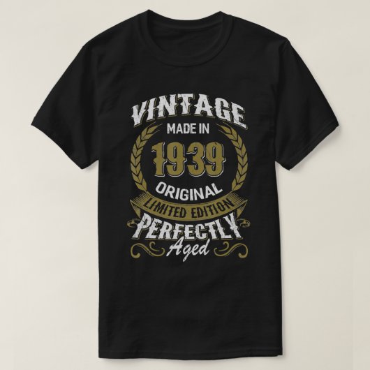 Geboortedag 365: 1939, geboortedag cadeau voor vro t-shirt (Design voorkant)