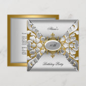 Geboortedag 40e Elegant Silver Gold Kaart (Voorkant / Achterkant)