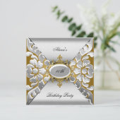 Geboortedag 40e Elegant Silver Gold Kaart (Staand voorkant)