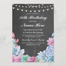 Geboortedag 40e Pastels Succulents Invite Kaart