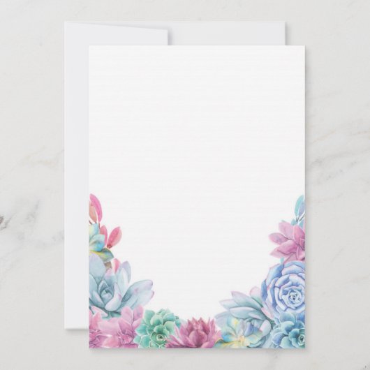 Geboortedag 40e Pastels Succulents Invite Kaart (Achterkant)