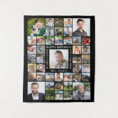 Geboortedag 43: Fotocollage, naam: leeftijd zwart Wandkleed (Voorkant)