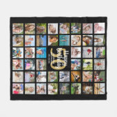 Geboortedag 44: Foto collage Elke leeftijd zwart g Fleece Deken (Voorkant (Horizontaal))