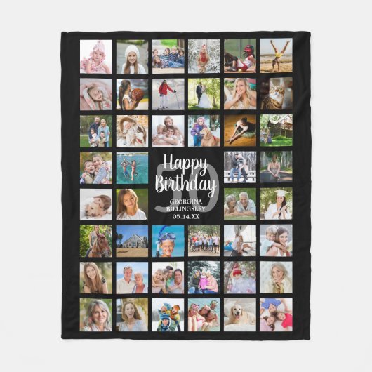 Geboortedag 44 Foto collage Eventuele leeftijdsnaa Fleece Deken (Voorkant)