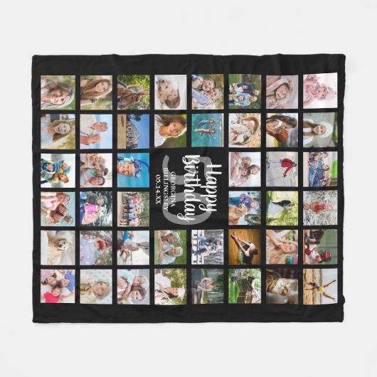 Geboortedag 44 Foto collage Eventuele leeftijdsnaa Fleece Deken (Voorkant (Horizontaal))