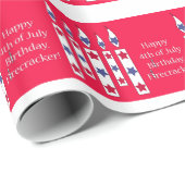 Geboortedag, 4 juli, cadeauomslag. cadeaupapier (Rol Hoek)