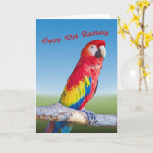 Geboortedag, 50ste, Macaw Parrot Kaart (Gele Bloem)