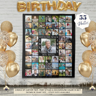 Geboortedag 55: Foto Collage achtergrond GEWELDIGE Wandkleed
