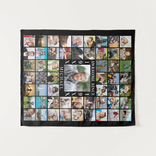 Geboortedag 55: Foto Collage achtergrond GEWELDIGE Wandkleed (Voorkant (horizontaal))