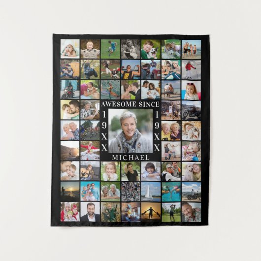 Geboortedag 55: Foto Collage achtergrond GEWELDIGE Wandkleed (Voorkant)