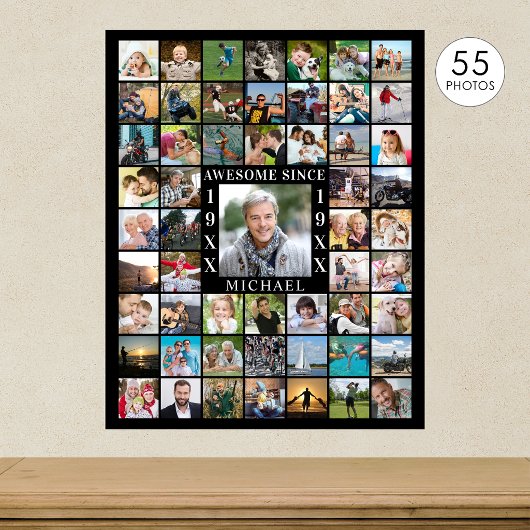 Geboortedag 55: Foto Collage GEWELDIGE SINCE Poster