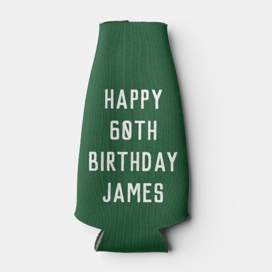 Geboortedag 60th Elegant Green Dad Stylish Flesjeskoeler (Voorkant)