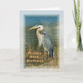 Geboortedag, 90ste, Great Blue Heron Bird Card Kaart (Voorkant)