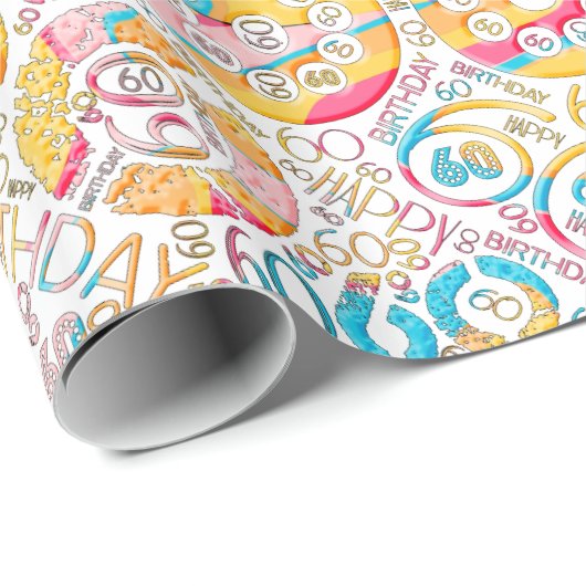 Geboortedag Aantal Word Cloud 60 B ID270 Cadeaupapier (Rol Hoek)