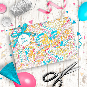 Geboortedag Aantal Word Cloud Dertig B ID270 Cadeaupapier