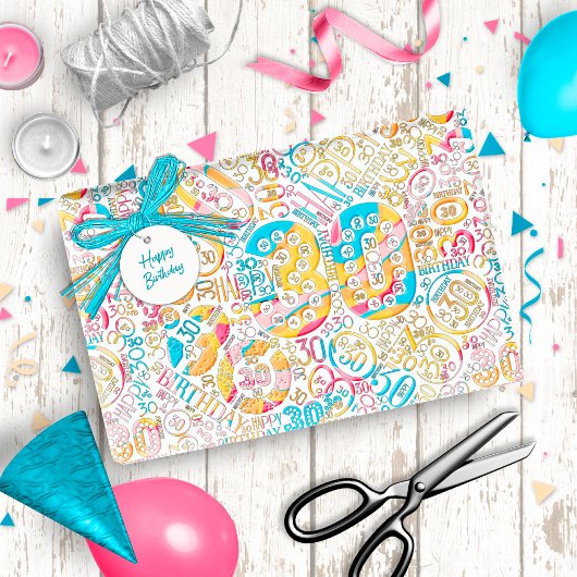 Geboortedag Aantal Word Cloud Dertig B ID270 Cadeaupapier