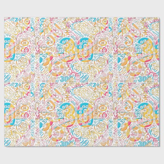 Geboortedag Aantal Word Cloud Dertig B ID270 Cadeaupapier (Vlak)