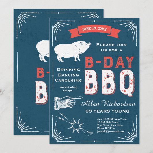 Geboortedag BBQ Party voor 50e, 60e of 70e verjaar Kaart (Voorkant / Achterkant)