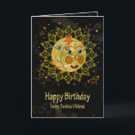 Geboortedag, BFF, Friend, SUN, MOON, STARS, Kaart<br><div class="desc">Abstracte zon, maan en sterren ontwerpen geïsoleerd op faux zwarte getextureerde achtergrond. Ideaal voor die persoon die iets met het universum te maken heeft. Zie hetzelfde afbeelding op andere producten, tassen, mokken, stropdassen enz. Ook zijn er in wenskaarten verschillende categorieën verjaardagen. Zie het hele Collectie Sun, Moon en Stars onder...</div>