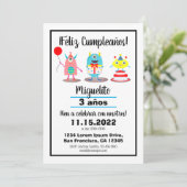 Geboortedag/Cumpleaños Spaanse kleurrijke monsters Kaart (Staand voorkant)