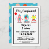 Geboortedag/Cumpleaños Spaanse kleurrijke monsters Kaart (Voorkant / Achterkant)