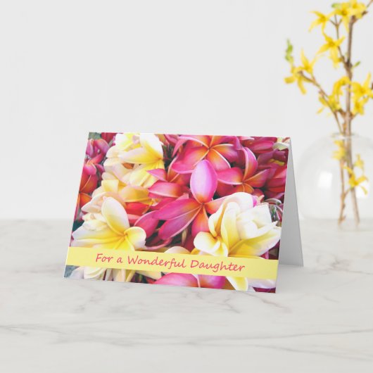 Geboortedag: Daughter Plumeria Frangipani Blooms Kaart (Gele Bloem)