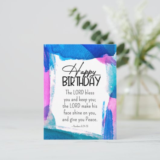 Geboortedag De Heer Bless You Numbers 6 24-26 Bijb Briefkaart (Staand voorkant)