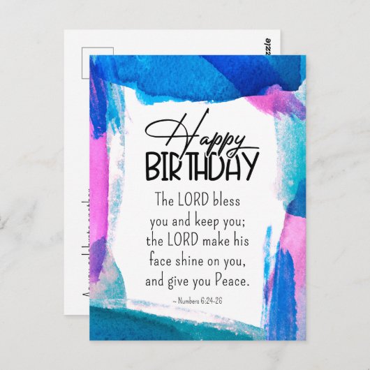 Geboortedag De Heer Bless You Numbers 6 24-26 Bijb Briefkaart (Voorkant / Achterkant)