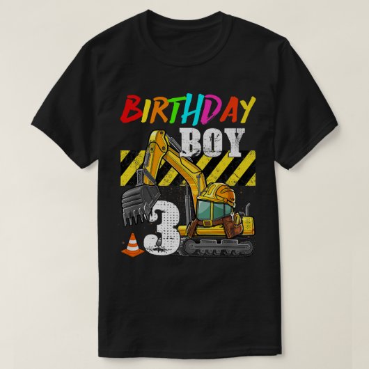 Geboortedag derde graafmachine 3 jaar oude constru t-shirt (Design voorkant)