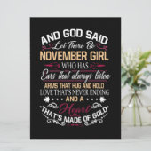 Geboortedag | En God zei dat er november een meisj Aankondiging (Staand voorkant)