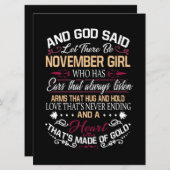 Geboortedag | En God zei dat er november een meisj Aankondiging (Voorkant / Achterkant)