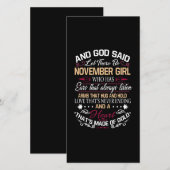 Geboortedag | En God zei dat er november een meisj Bedankkaart (Voorkant / Achterkant)