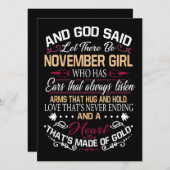 Geboortedag | En God zei dat er november een meisj Feestdagenkaart (Voorkant / Achterkant)