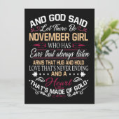 Geboortedag | En God zei dat er november een meisj Feestdagenkaart (Staand voorkant)