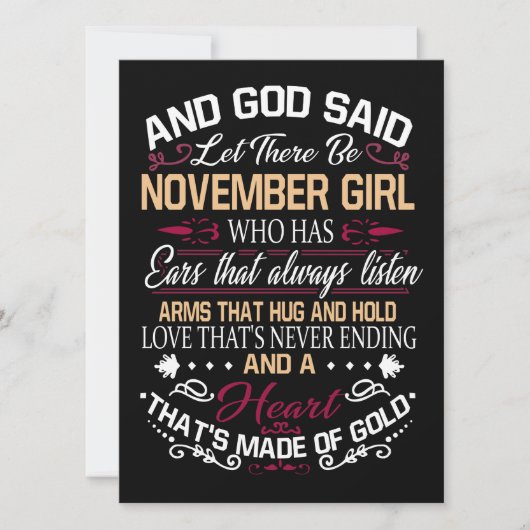 Geboortedag | En God zei dat er november een meisj Feestdagenkaart (Voorkant)