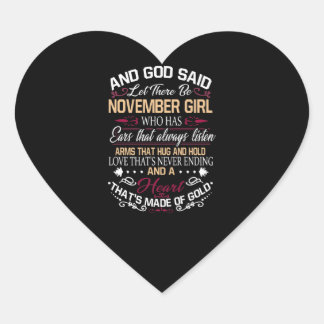 Geboortedag | En God zei dat er november een meisj Hart Sticker