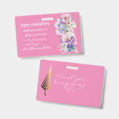 Geboortedag en jubileum bedankt badge (Voor- en achterkant)