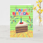 Geboortedag: Hubby Husband Piece van Cake Kaart (Gele Bloem)