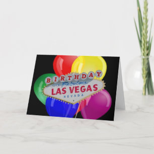 Geboortedag in Fabulous Las Vegas Kaart met ballon